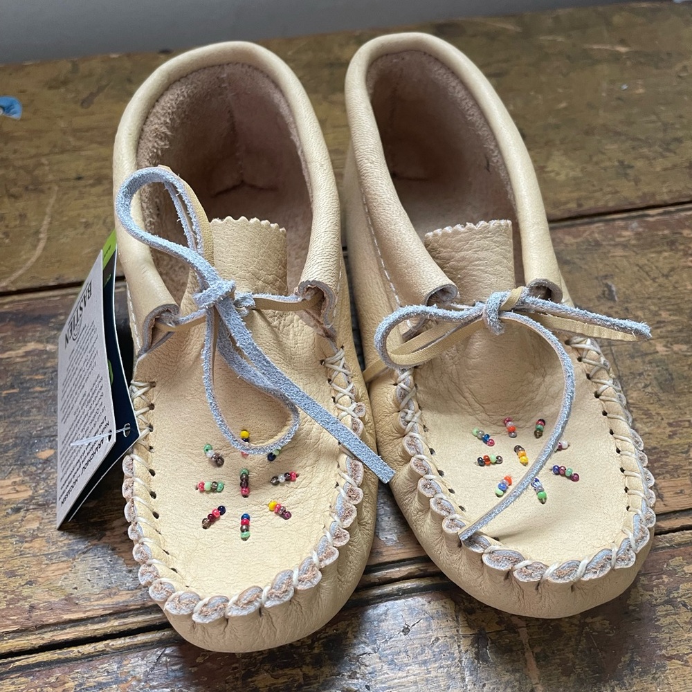 Children's Beaded Soft Soled moose hide Moccasins